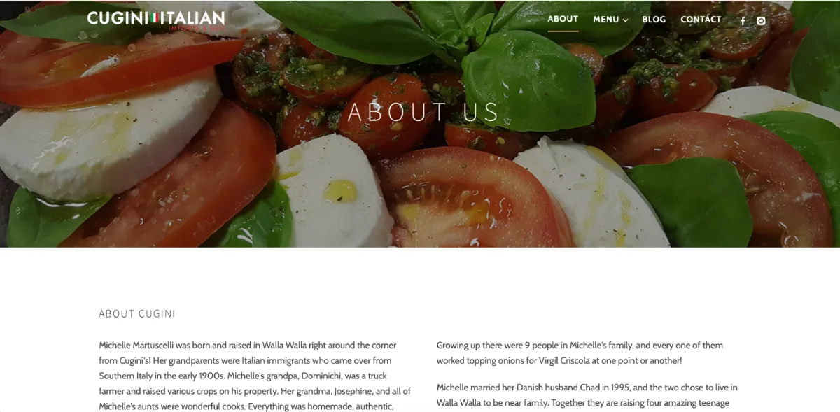 Cugini website about page