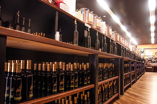 D'Olivo shelves of olive oil