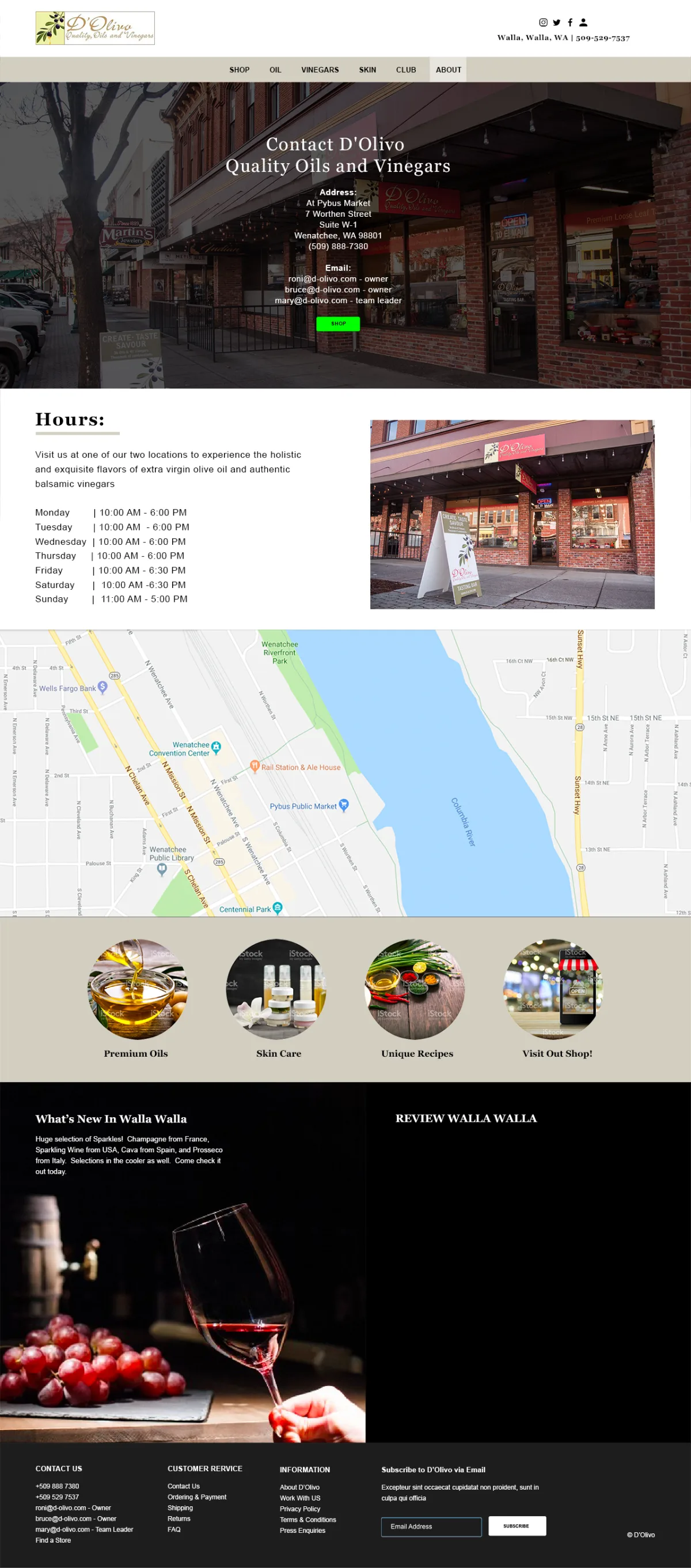 D'Olivo contact page