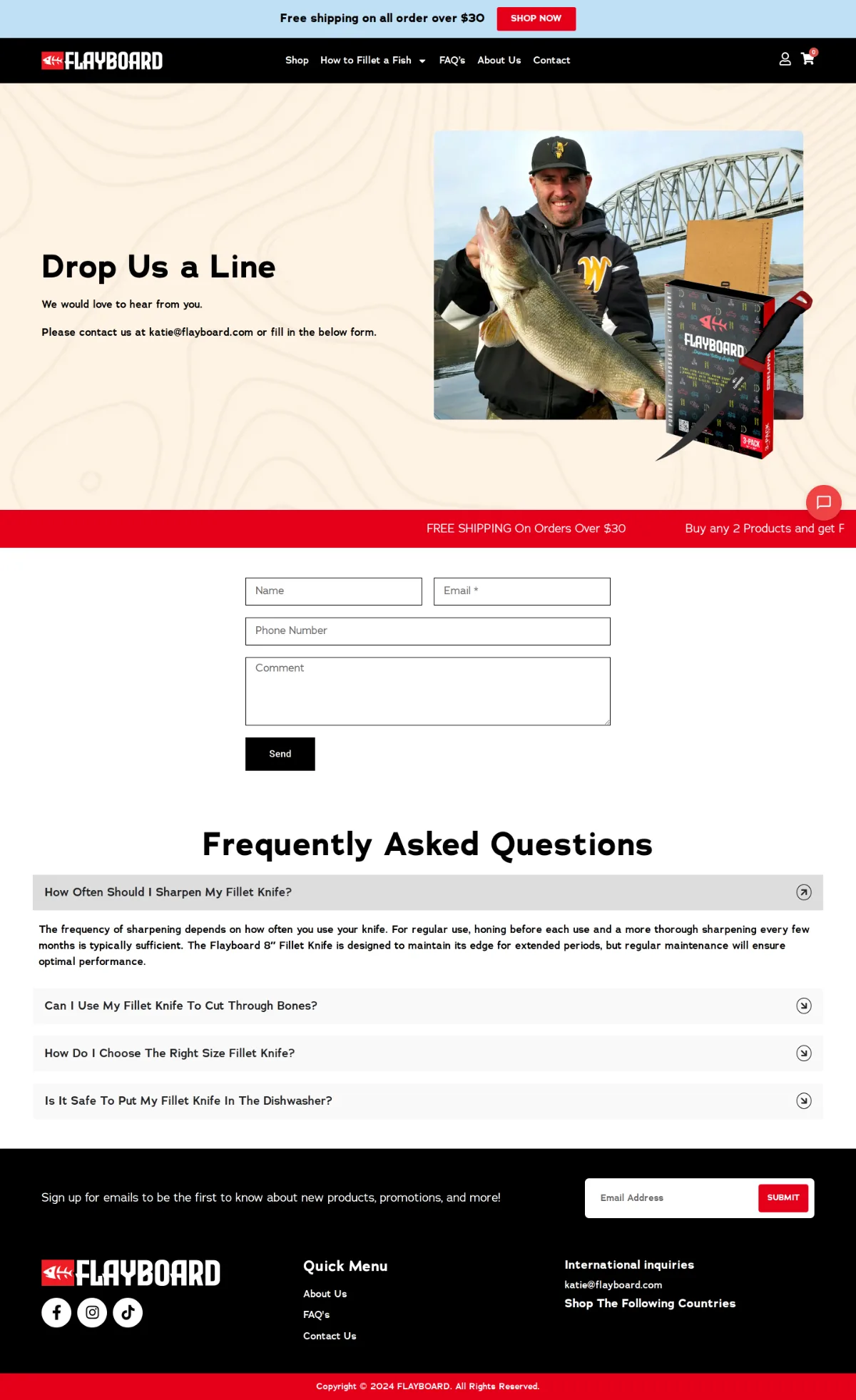 Flayboard contact page