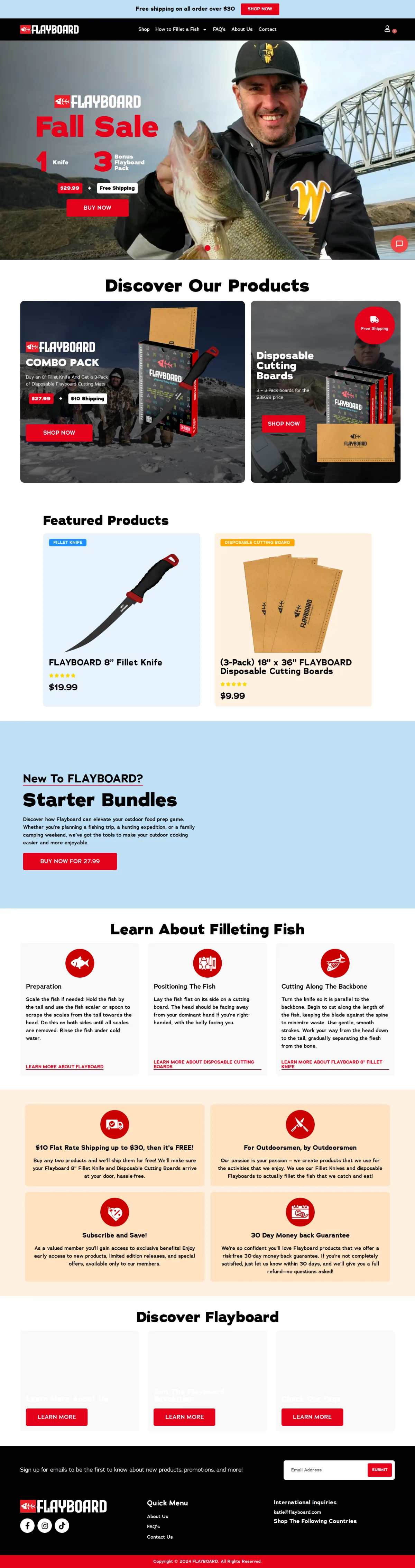 Flayboard home page, full length