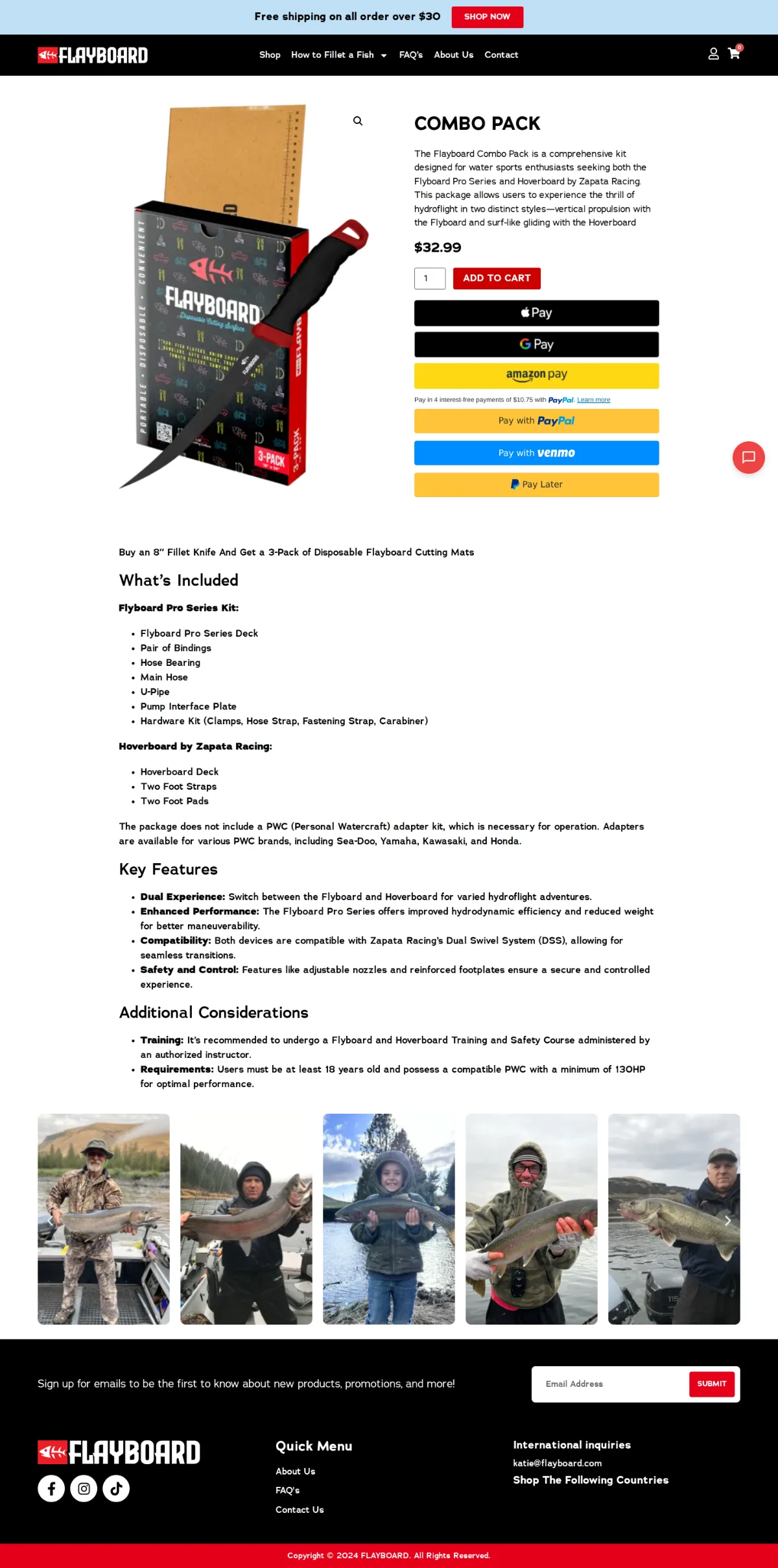 Flayboard combo pack product detail page