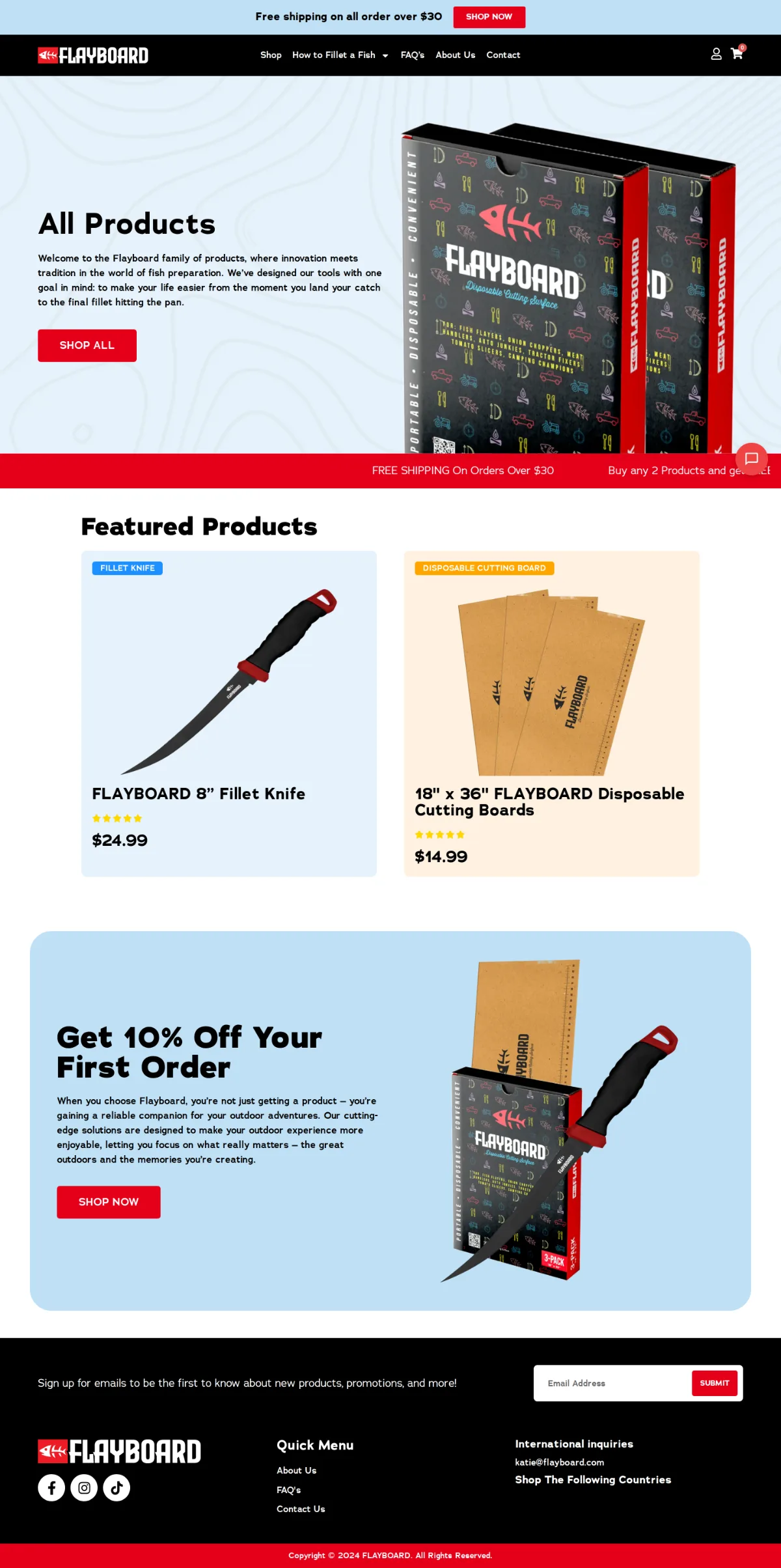 Flayboard shop / all products page