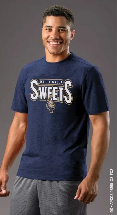 Navy script tee