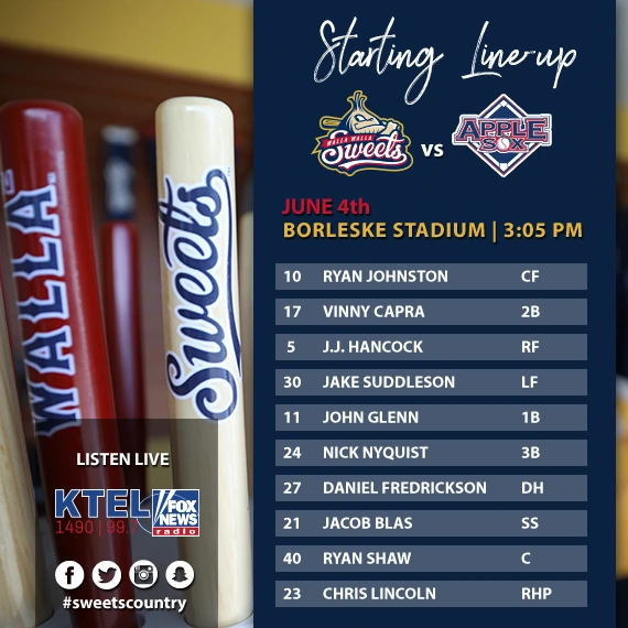 Starting line-up gameday graphic